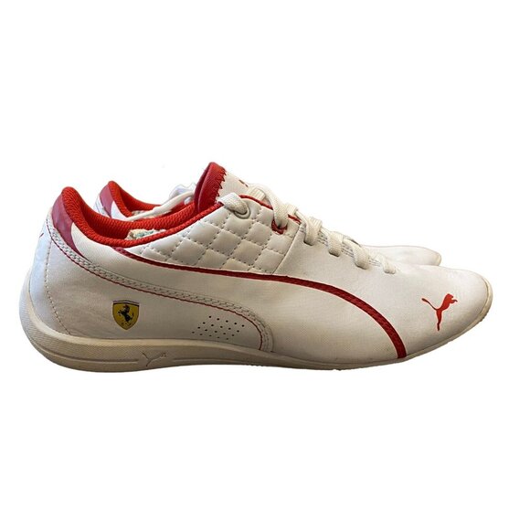 Puma Ferrari Drift Cat Boys Shoes Size 4 Youth White Red - Picture 3 of 8